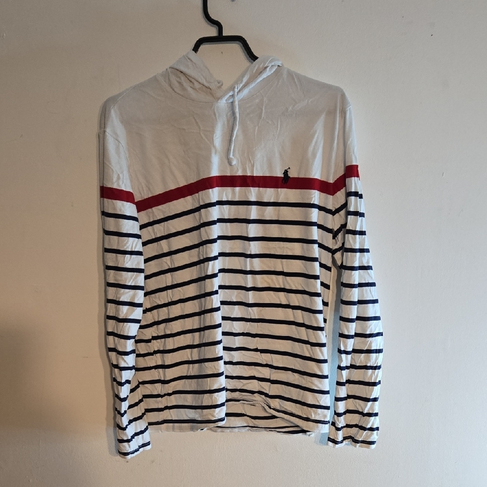 Polo by Ralph Lauren Men's White and Black Striped Hoodie